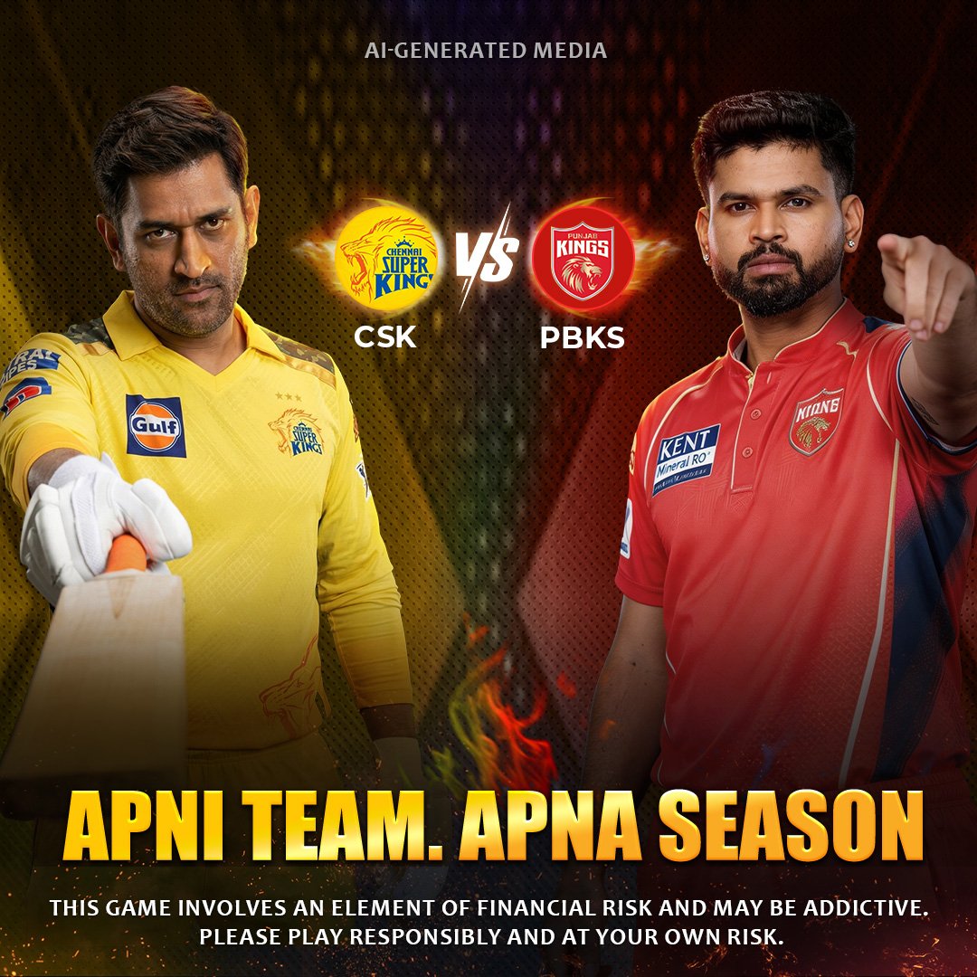 CSK versus PBKS cricket-themed graphic