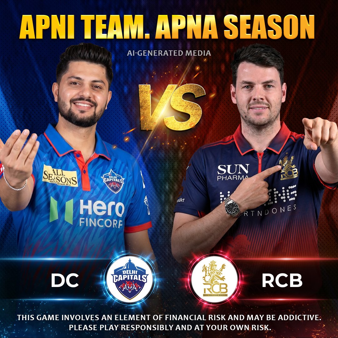 Delhi Capitals and RCB themed cricket artwork