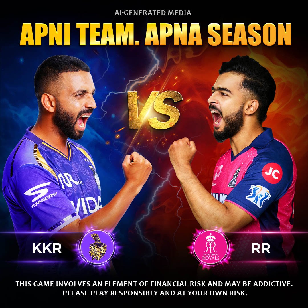 KKR versus Rajasthan Royals cricket-themed artwork