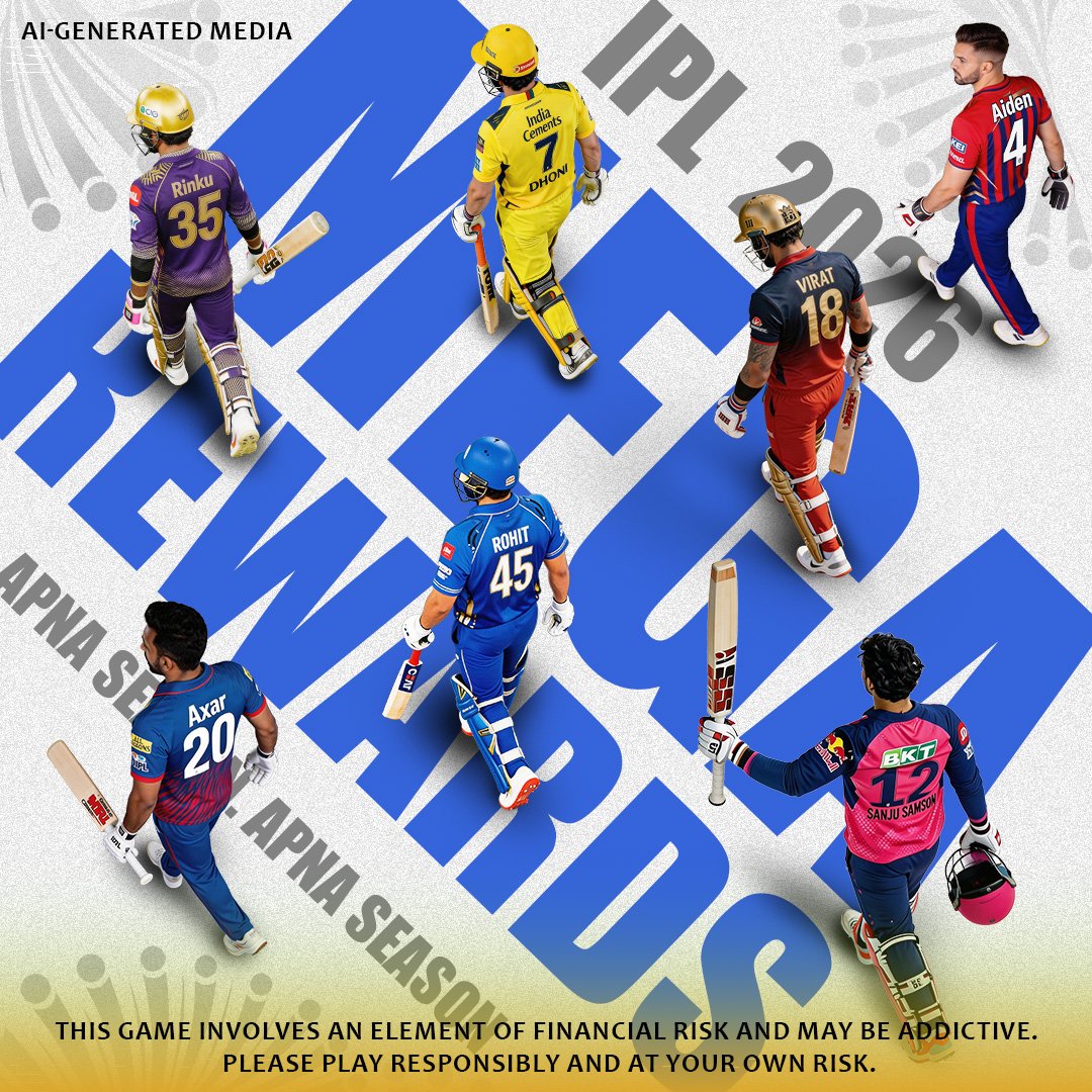 Cricket league themed graphic with players and team colours
